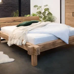 Balkenbett Wildeiche 200x200 bianco geölt JANGALI #113 Nur Für Kurze Zeit