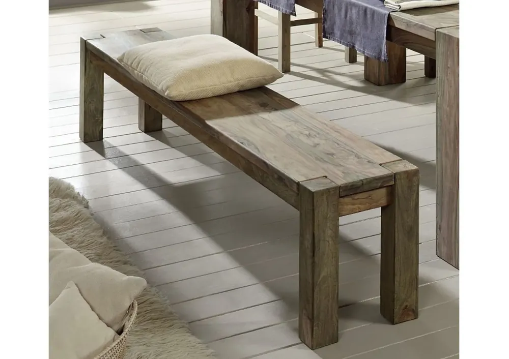 Letzte Chance Bank Sheesham 160x35x45 grau geölt NATURE GREY #140