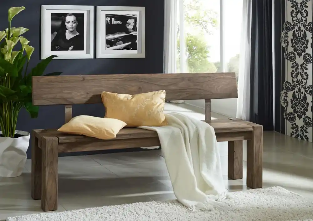 Bank Sheesham 160x35x76 grau geölt NATURE GREY #701 Must-Have