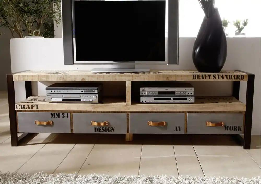 TV-Board Mango 196x40x60 natur bedruckt FACTORY #130 Meistverkauft