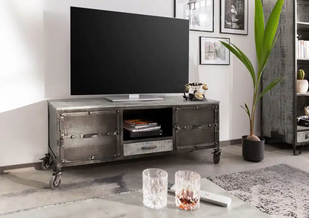 Highlight TV-Board Mango 150x40x60 grau lackiert HEAVY INDUSTRY #119