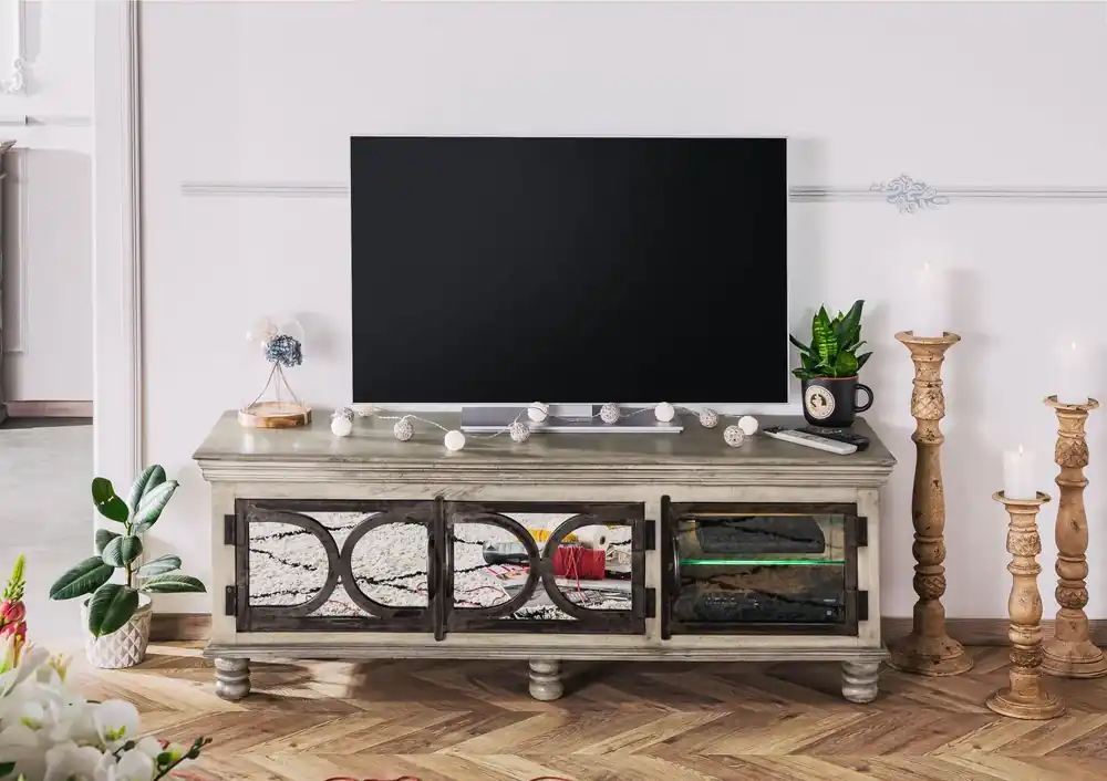 Preisknaller TV-Board Mango 150x45x55 grau lackiert HERMITAGE #012