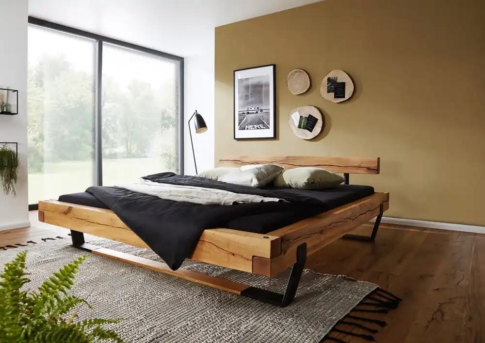 Balkenbett Wildeiche 200x200 natur geölt OSLO #200 Bestseller