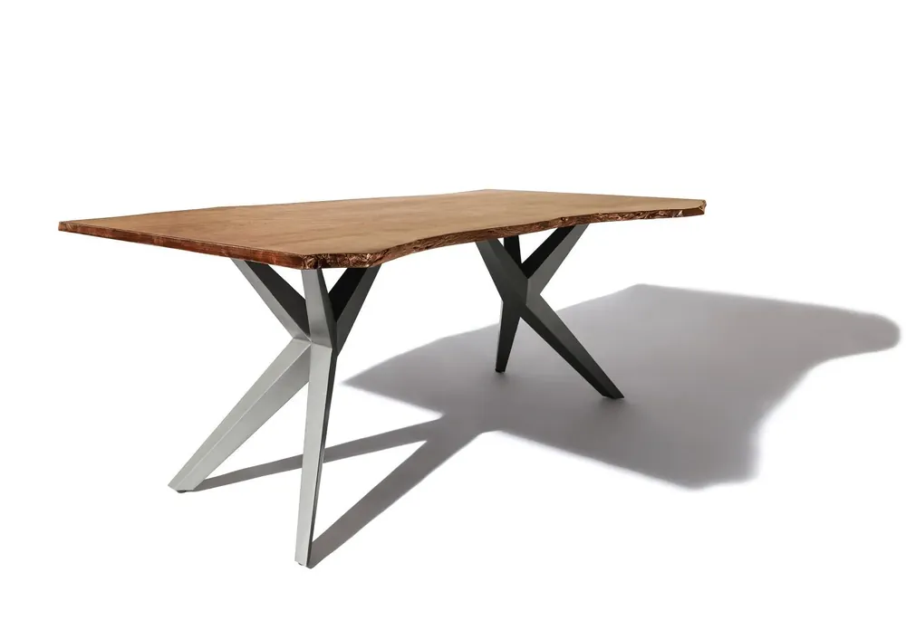 Baumtisch Akazie 160x90x76 natur lackiert Beine anthrazit glänzend FREEFORM 4 #21 Finale Aktion