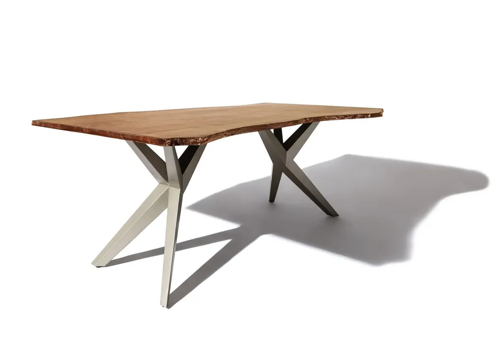 Super-Preis Baumtisch Akazie 160x90x76 natur lackiert Beine silber matt FREEFORM 4 #20
