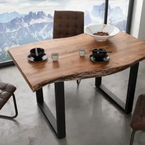 Direktkauf Baumtisch Akazie 160x90x77 natur lackiert / U-Beine anthrazit matt FREEFORM 5
