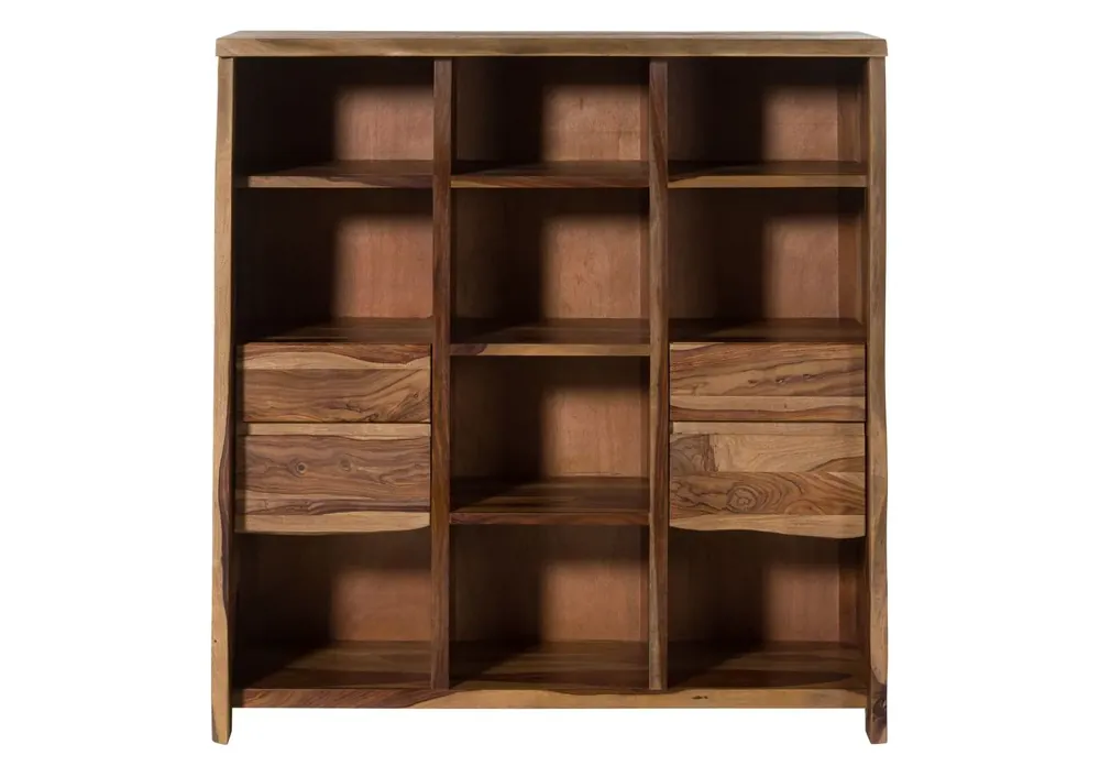 Garantierte Lieferung Bücherregal Sheesham 142x45x145 natur lackiert / sandgestrahlt PURE SHEESHAM #208