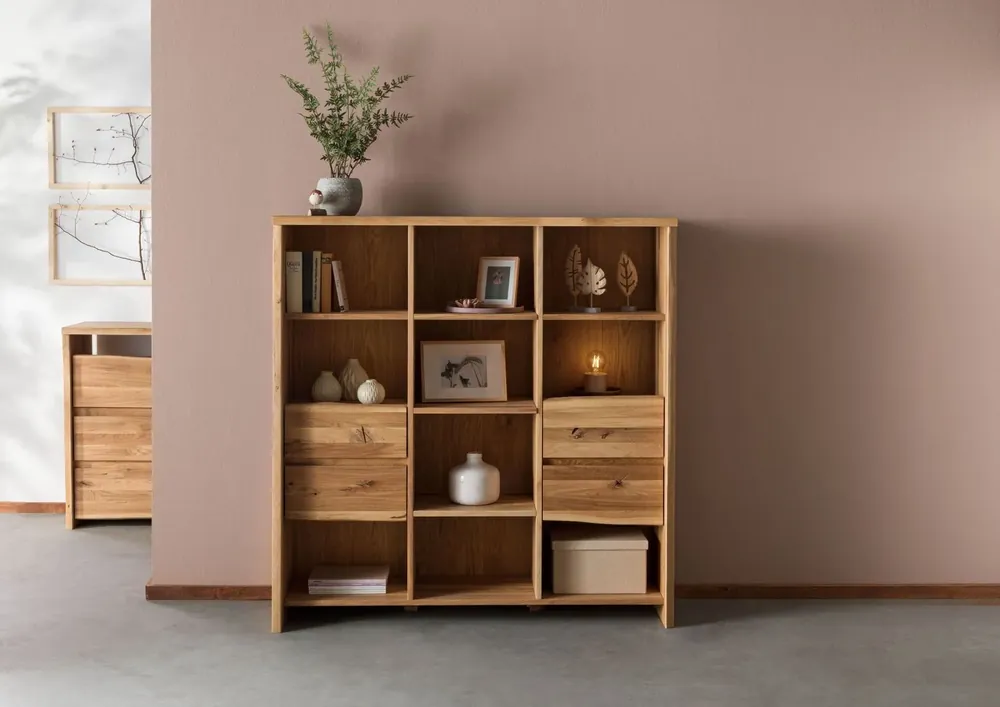 Bücherregal Wildeiche 142x45x147 natur geölt PURE OAK #110 Top-Angebot