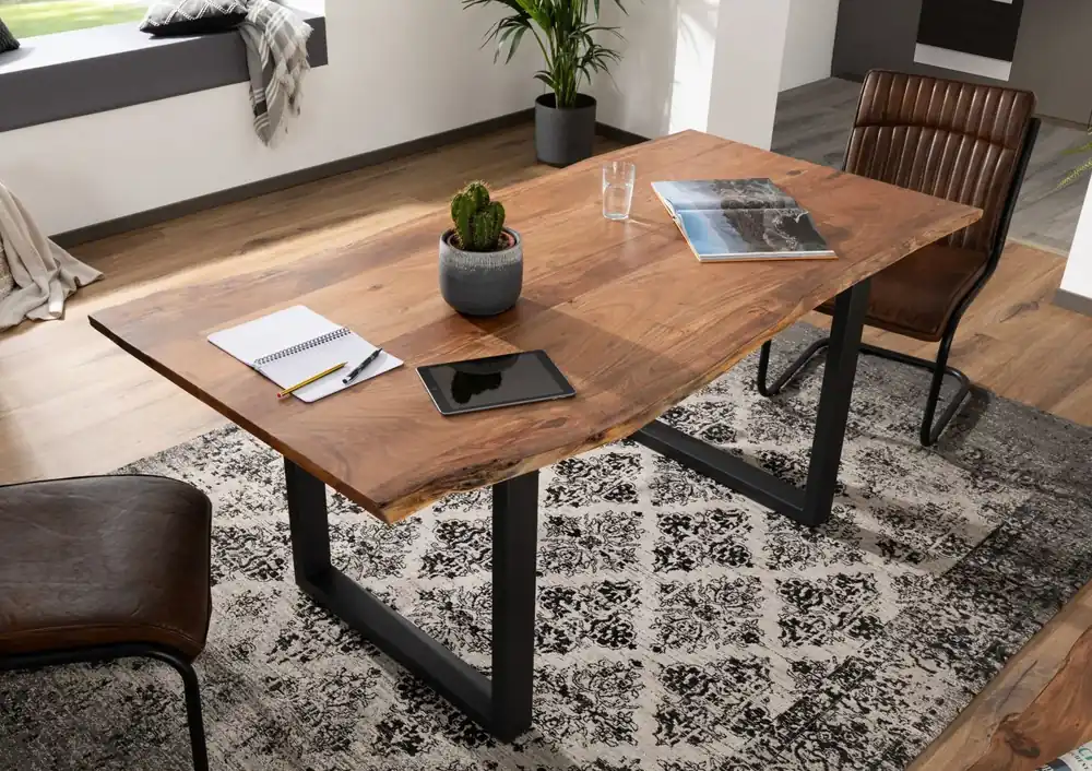 Baumtisch Akazie 160x90x76 natur Beine anthrazit matt FREEFORM 3 Saisonangebot