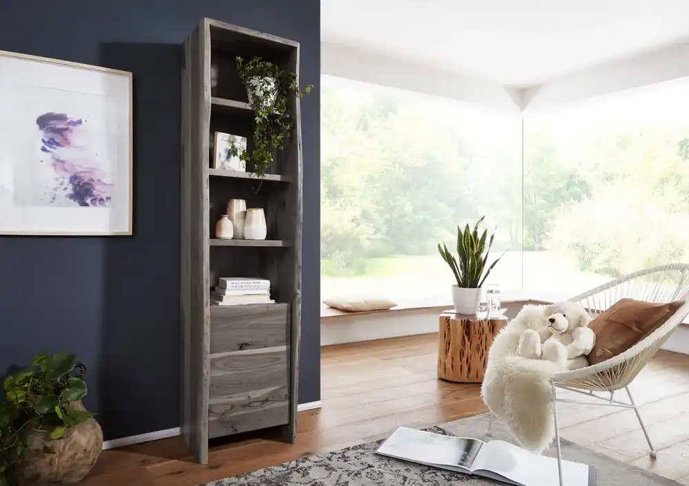Nur Heute Hochschrank Akazie 45x36x185 grau lackiert PURE ACACIA #605
