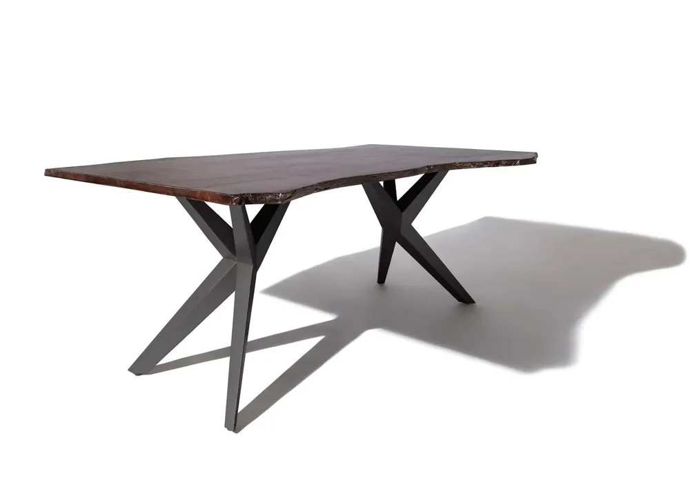 Baumtisch Akazie 180x90x76 braun lackiert Beine anthrazit matt FREEFORM 4 #34 Letzte Chance