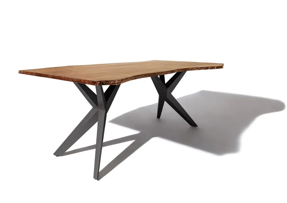 Baumtisch Akazie 140x90x76 natur lackiert Beine anthrazit matt FREEFORM 4 #13 Neuheit