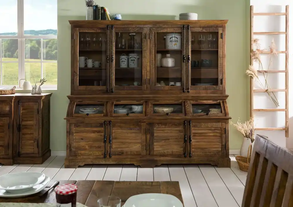 Geprüft Buffet Mango 210x55x190 dunkelbraun geölt RODEZ #154