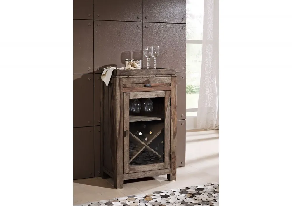 Markenware Weinregal Sheesham 60x40x104 grau geölt NATURE GREY #94
