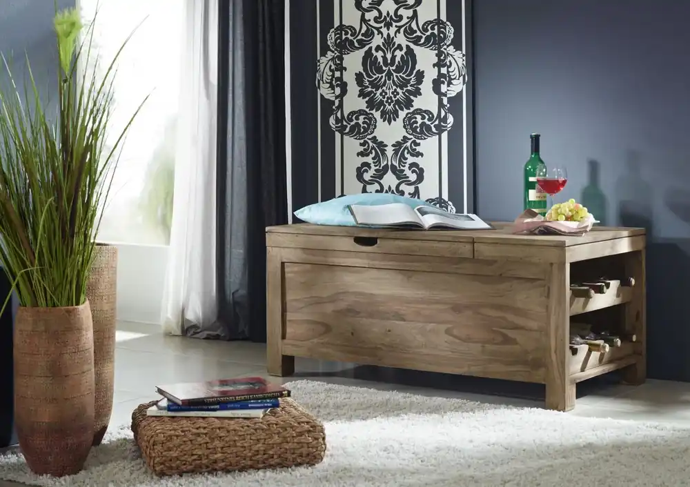 Knallerangebot Weintruhe Sheesham 110x56x50 grau geölt NATURE GREY #34