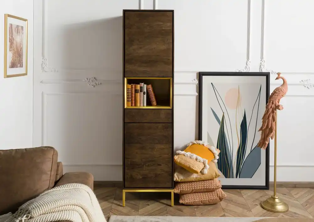 Sale Highboard Mango 45x45x175 braun geölt CHICAGO #110