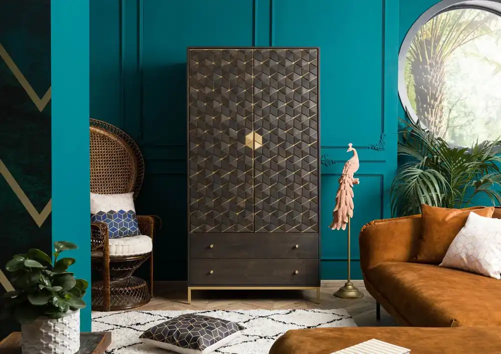 Neue Kollektion Kleiderschrank Mango 99x55x190 grau geölt DIAMOND #118