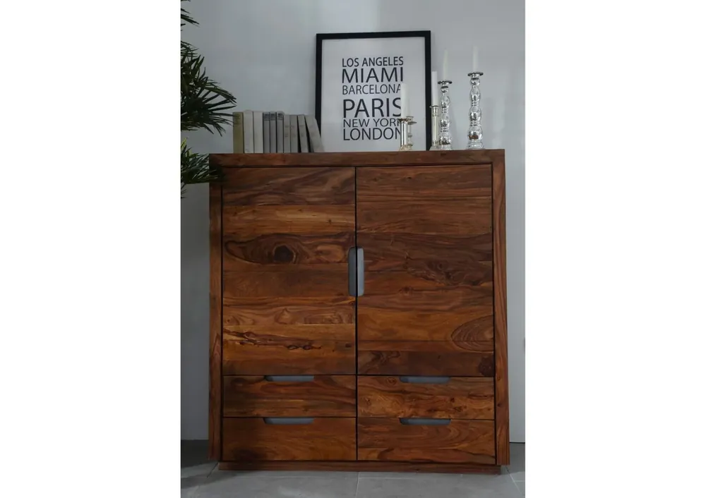Highboard Sheesham 120x50x130 walnuss lackiert DUKE #117 Jetzt Bestellen