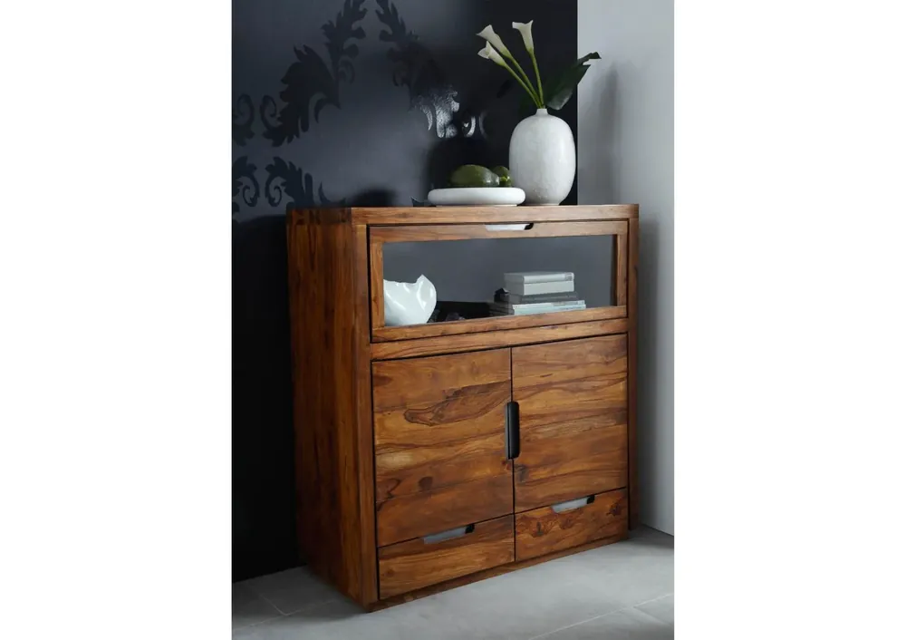 Aktuell Highboard Sheesham 120x50x130 walnuss lackiert DUKE #118