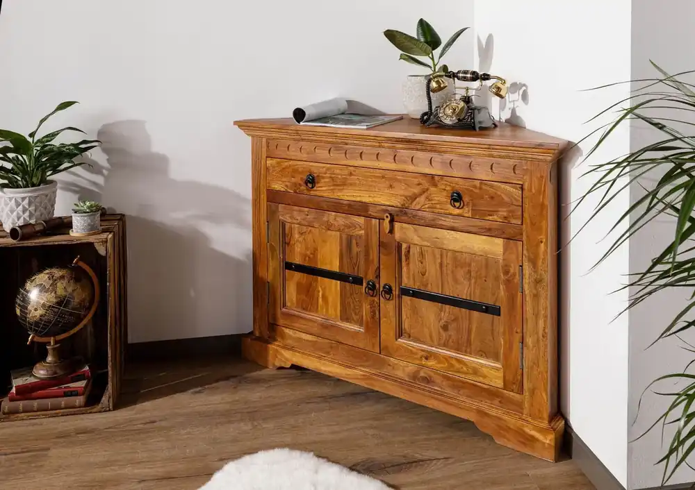 Garantierte Lieferung Eckkommode Akazie 107x54x80 honig lackiert OXFORD #0505