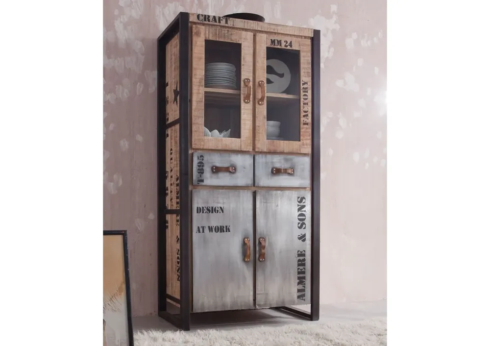 Vitrine Mango 90x50x180 natur bedruckt FACTORY #136 Echt
