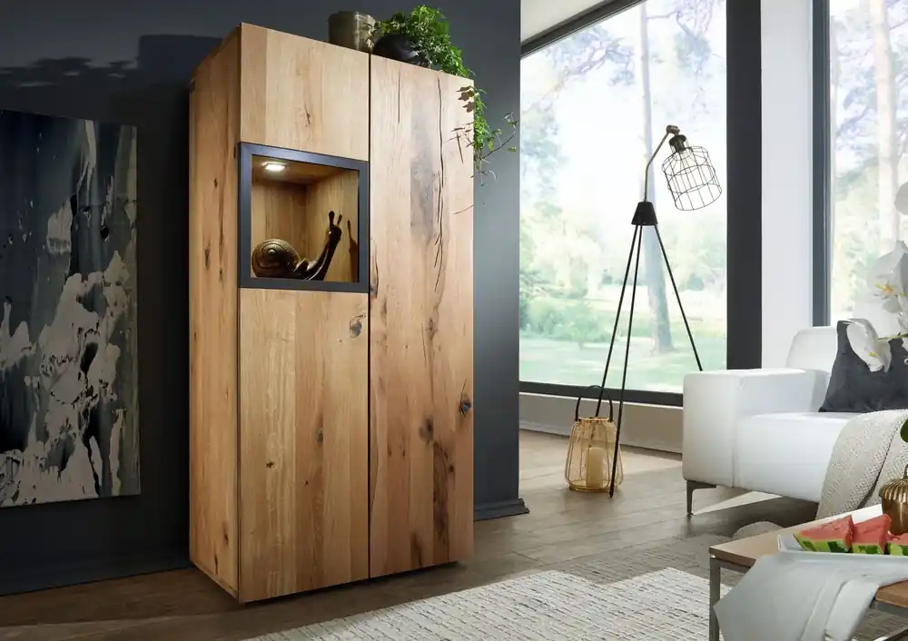 Highboard Wild-/Zerreiche 66x43x138 natur geölt FRANKFURT #114 Preisreduziert
