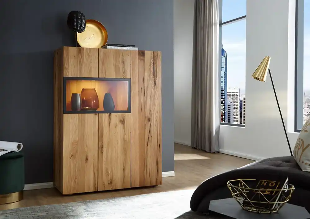 Preiswert Highboard Wild-/Zerreiche 99x43x138 natur geölt FRANKFURT #116