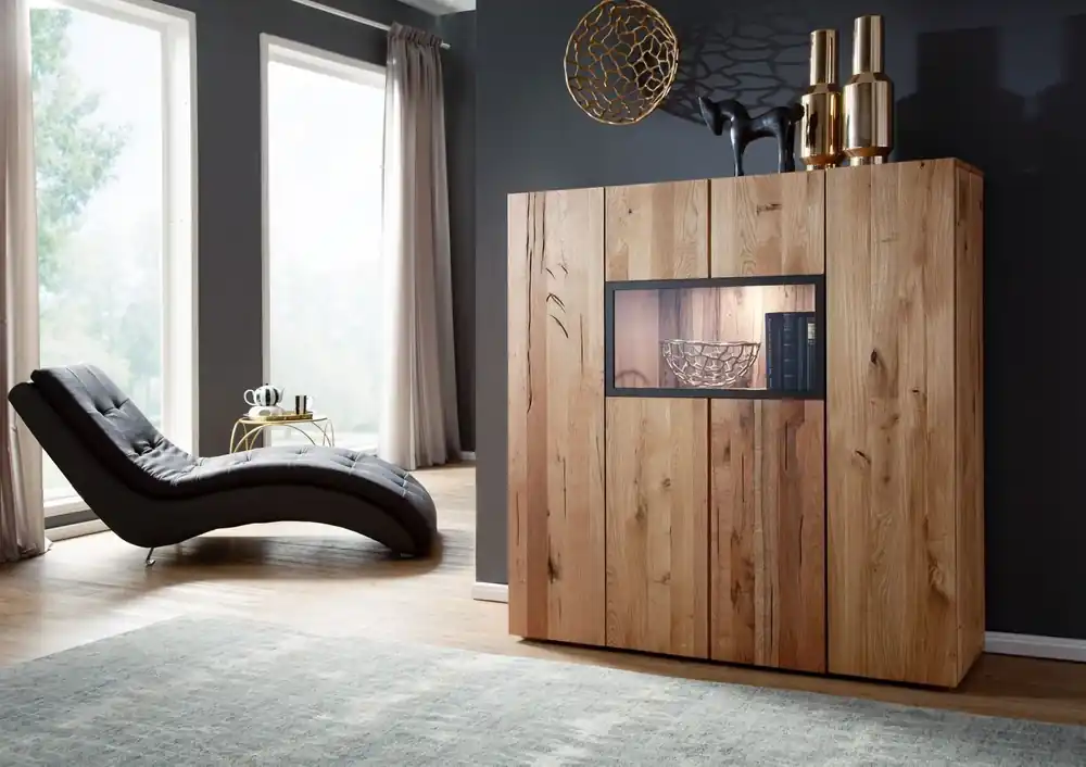 Highboard Wild-/Zerreiche 132x43x138 natur geölt FRANKFURT #117 Markenprodukt
