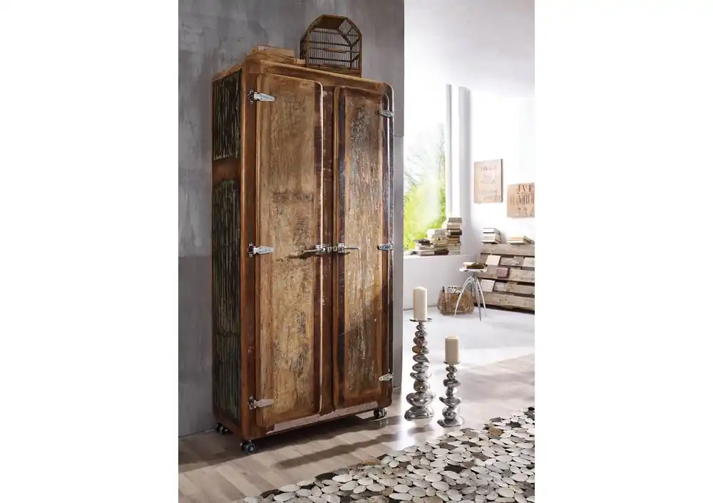 Schrank Altholz 90x38x175 mehrfarbig lackiert FREEZY #38 Direkt Vom Hersteller