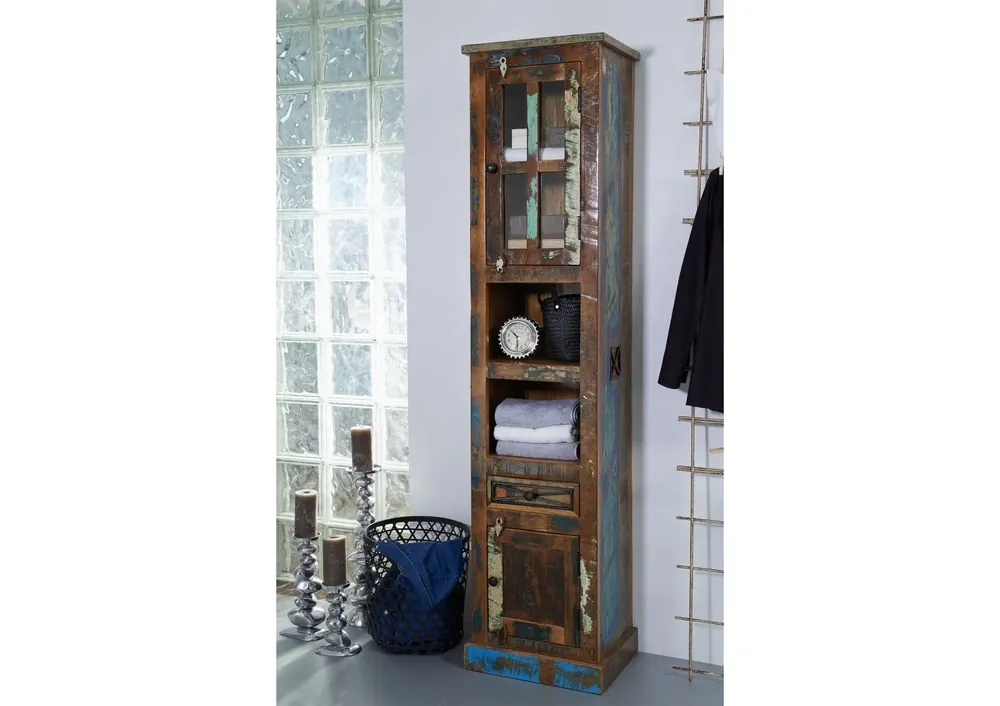 Schrank Altholz 44x36x190 mehrfarbig lackiert NATURE OF SPIRIT BAD #103 Direkt Vom Hersteller