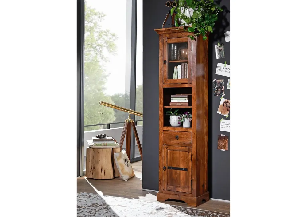 Preisknaller Hochschrank Akazie 52x36x187 nougat lackiert OXFORD #1004