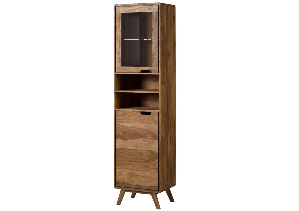 Hochschrank Sheesham 50x35x193 natur sandgestrahlt MALMÖ 2 #255 Nur Heute
