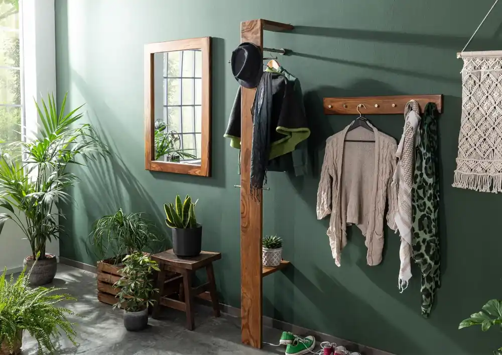 Top-Seller Garderobe Sheesham 36x32x200 walnuss gewachst TORONTO #243