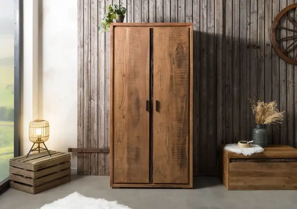 Neu Garderobenschrank Akazie 88x45x180 natur lackiert BARK #118