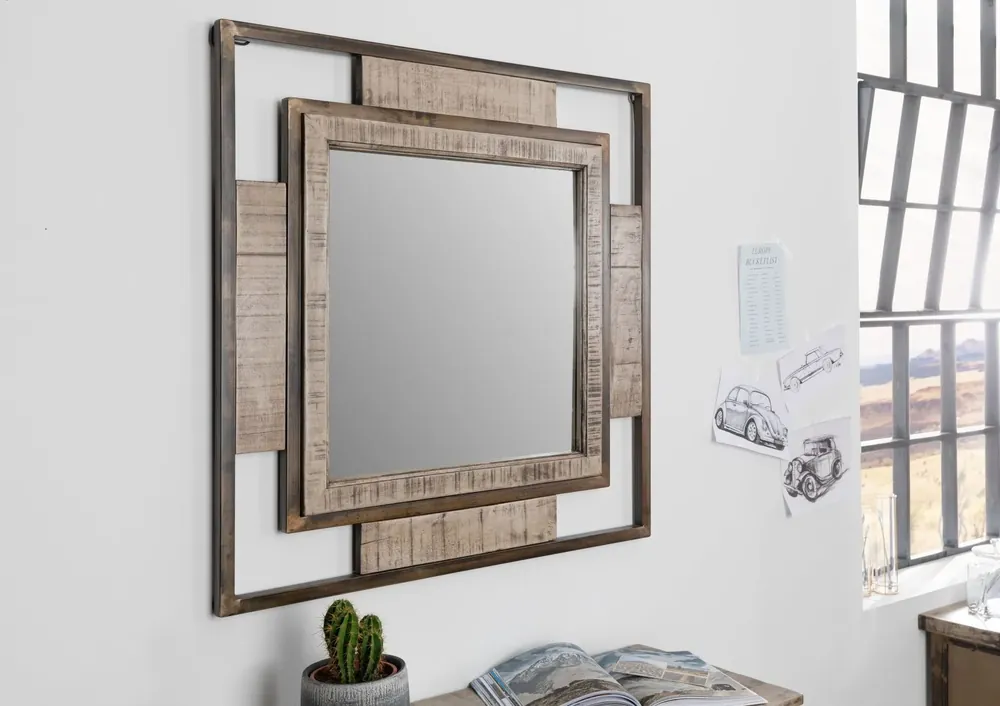 Spiegel Mango 92x4x92 braun lackiert HEAVY INDUSTRY #254 Markenware
