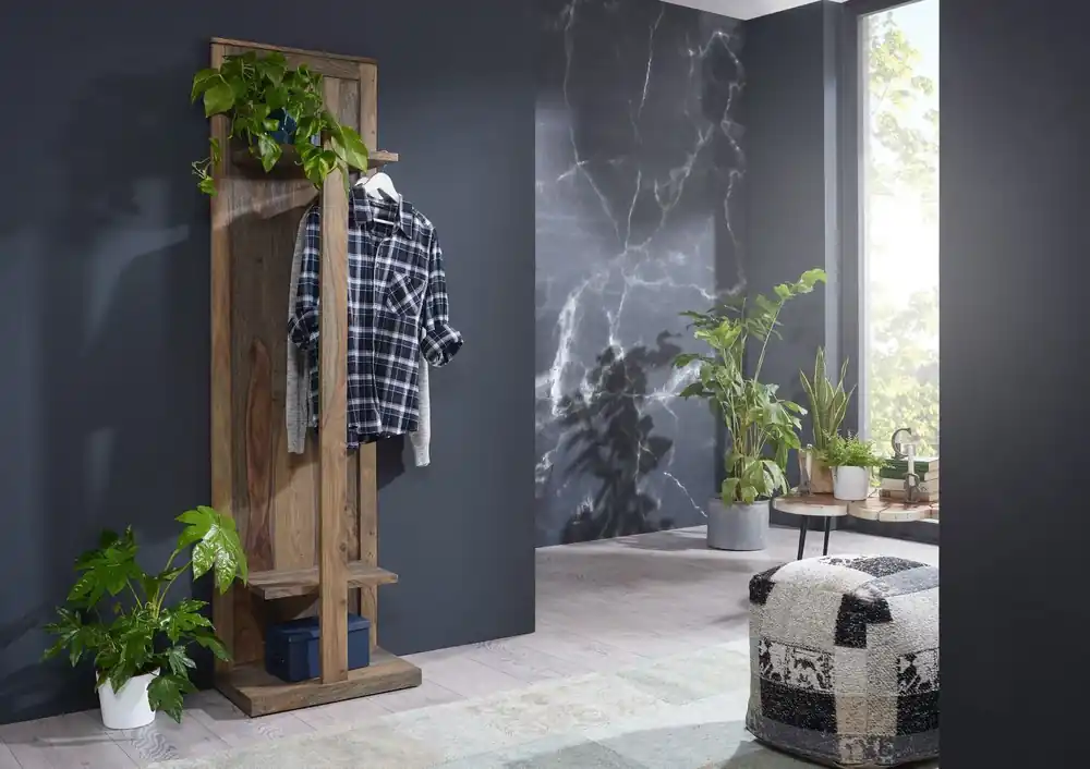 Wandgarderobe Sheesham 55x35x200 grau geölt NATURE GREY #002 Jetzt Kaufen