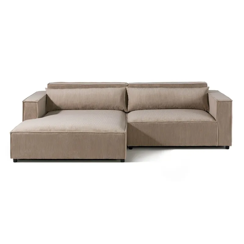 Must-Have Ecksofa Ottomane links Cord Velours 266x150x80 beige FINN