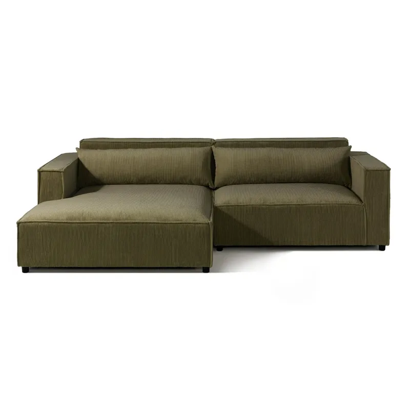 Ecksofa Ottomane links Cord Velours 266x150x80 grün FINN Sale