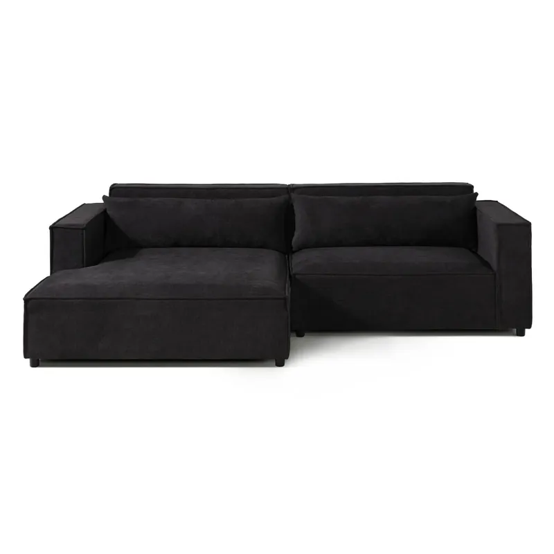 Neu Im Sortiment Ecksofa Ottomane links Geflechtstoff 266x150x80 anthrazit FINN