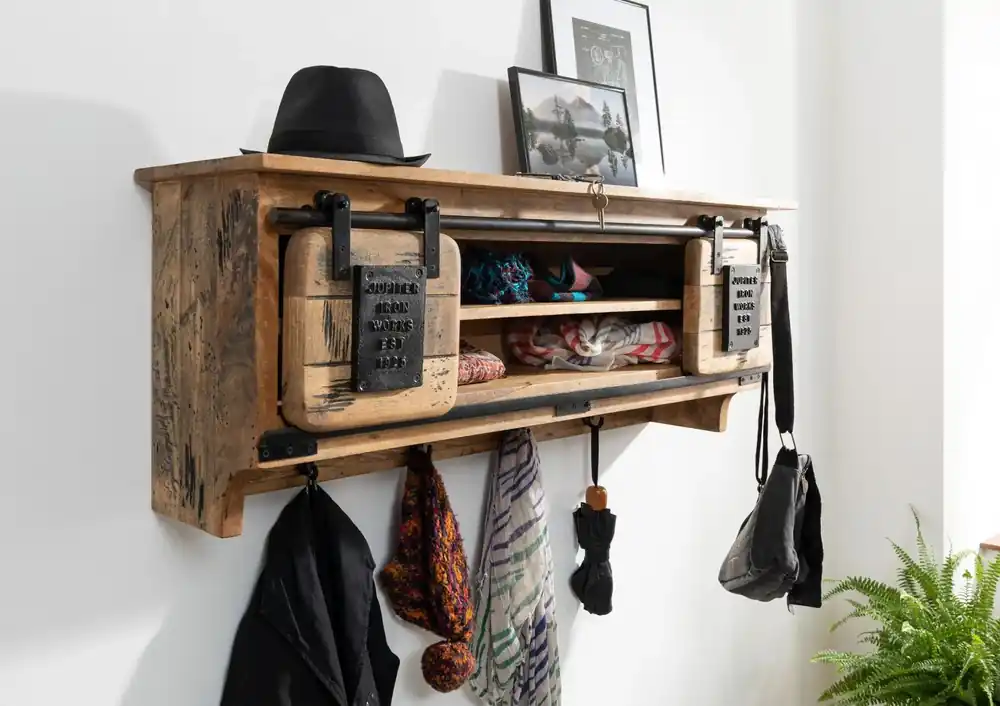 Wandgarderobe Mango 115x30x45 natur lackiert RAILWAY #159 Bestseller
