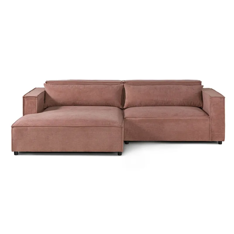Ecksofa Ottomane links Geflechtstoff 266x150x80 rosa FINN Geprüft