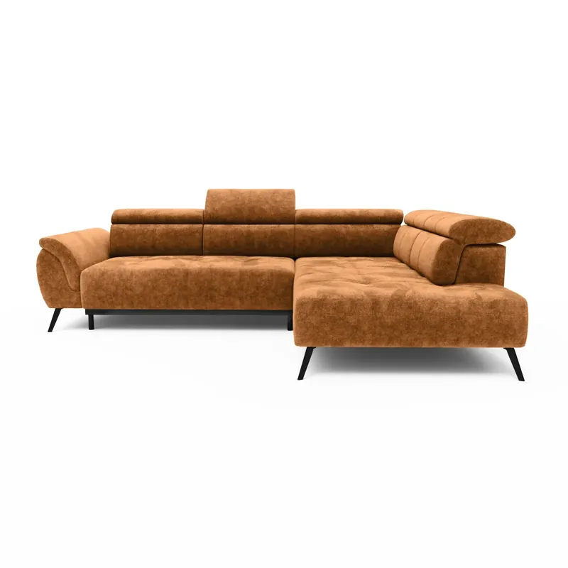 Rabatt Ecksofa Ottomane rechts Chenille 284x208x79 rostfarben VALENTINA