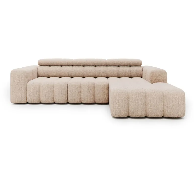Ecksofa Ottomane rechts Chenille 289x188x78 beige KONSTANTIN Heißes Angebot