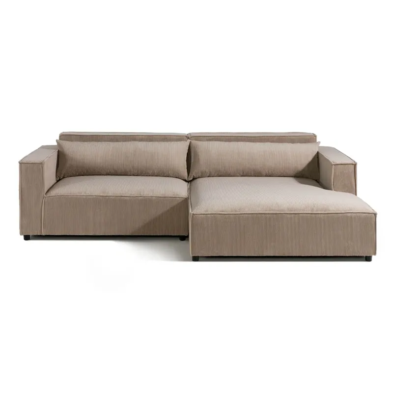 Ecksofa Ottomane rechts Cord Velours 266x150x80 beige FINN Wochenendangebot