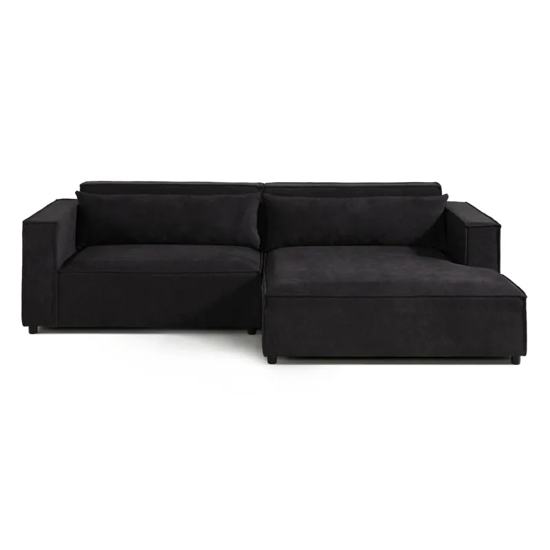 Ecksofa Ottomane rechts Geflechtstoff 266x150x80 anthrazit FINN Billig