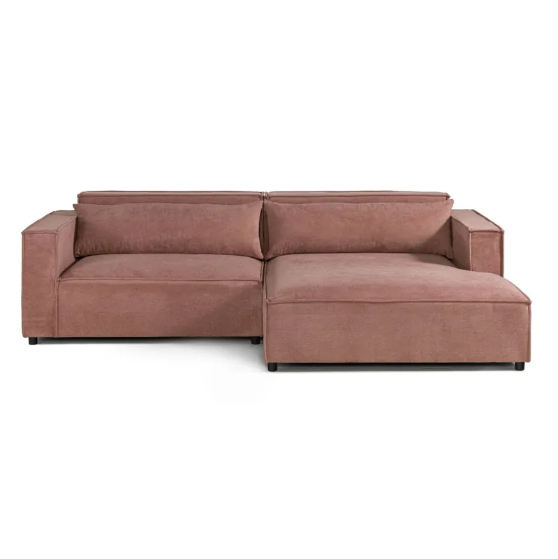 Ecksofa Ottomane rechts Geflechtstoff 266x150x80 rosa FINN Neue Kollektion
