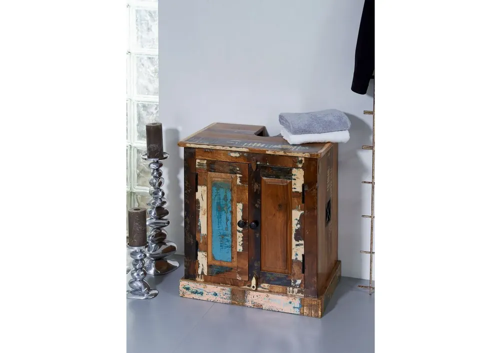 Waschbeckenunterschrank Altholz 60x43x66 mehrfarbig lackiert NATURE OF SPIRIT BAD #101 Begrenztes Angebot