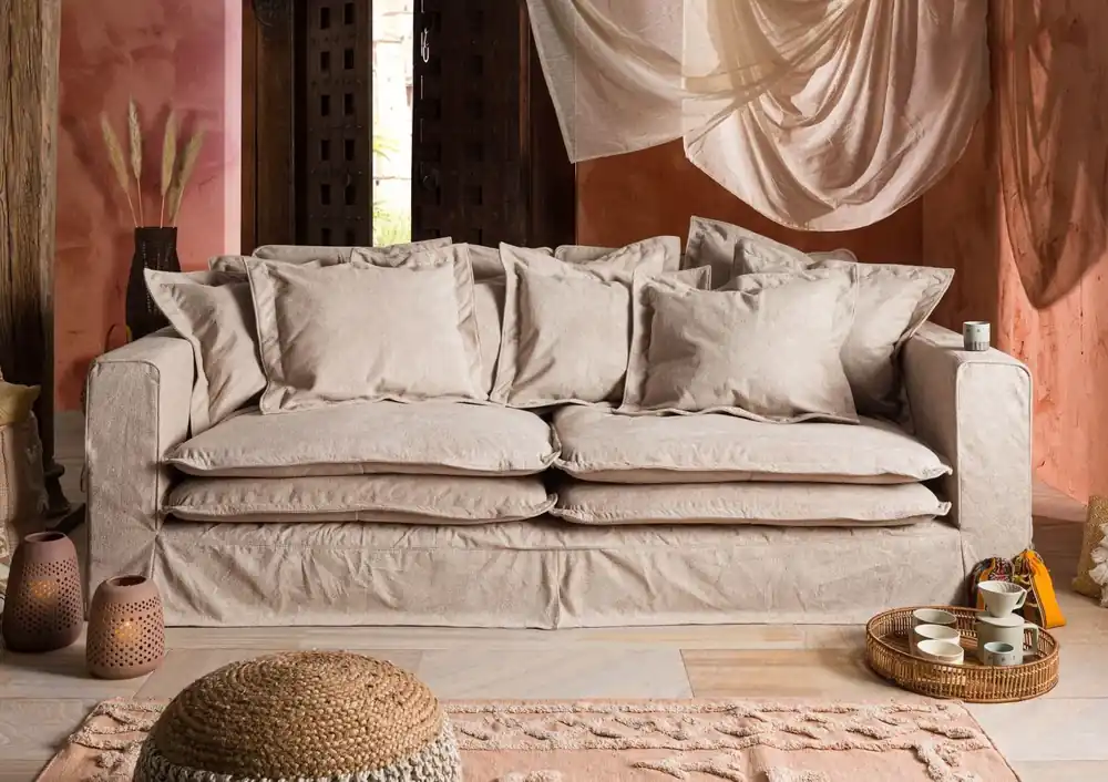Direkt Vom Hersteller Hussensofa 3-Sitzer 236x138x76 beige KINGSTON