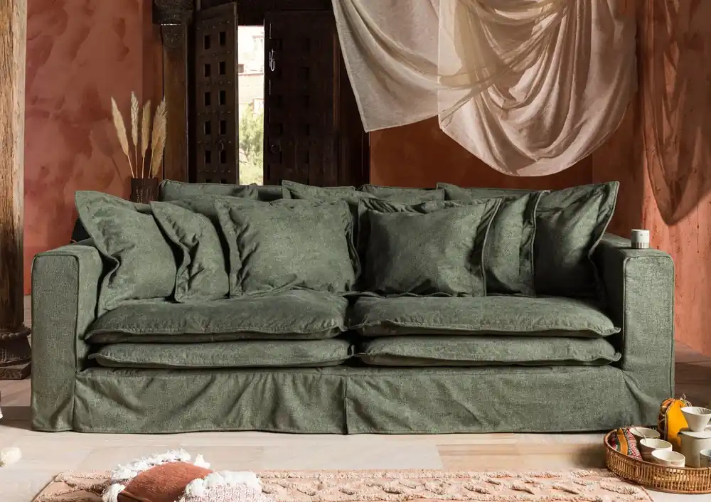 Hussensofa 3-Sitzer 236x138x76 grün KINGSTON Sonderangebot