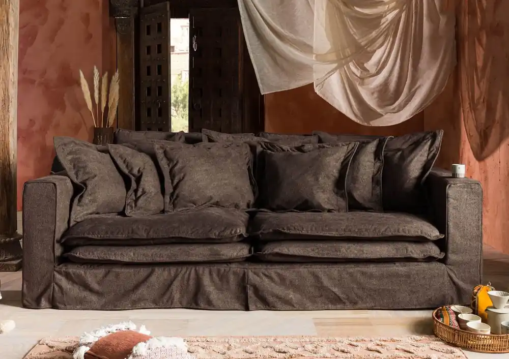 Hussensofa 3-Sitzer 236x138x76 taupe KINGSTON Günstig
